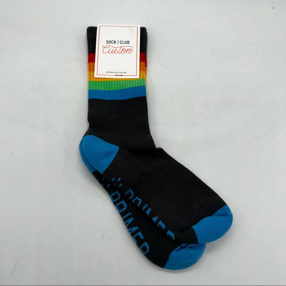 NWT Sock Club Custom Rainbow Pride Grey Socks